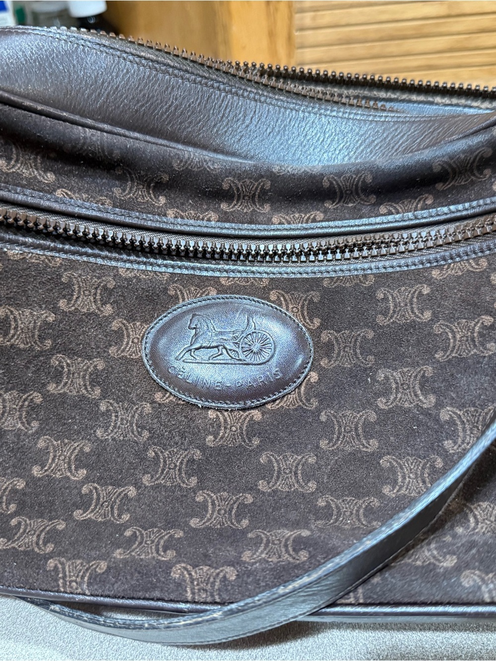 Vintage Celine Macadam Crossbody Purse Brown Monogram Shoulder Bag